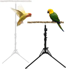 16-63 Inch Height Adjustable Natural Pepper Wood Parrot Perch, Indoor and Outdoor Bird Stand for Small to Medium Birds
