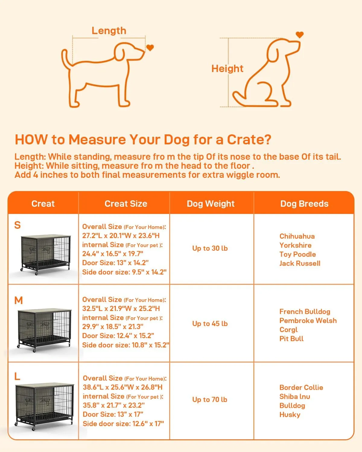 2024 New Dog Crate Furniture, Chic 32.5" Medium-Sized Dog Crate with Dual Access, Seamless Cleaning, Interior Style Boost, Robust & Mobile Design for The Modern Pet, Rustic Gray