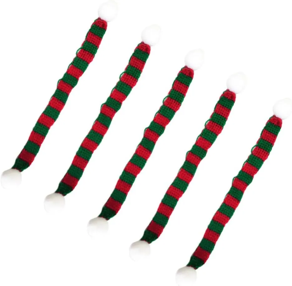 20pcs Mini Christmas Knit Hat Scarf Doll Hat Scarf Dog Costume Wine Bottle Decor