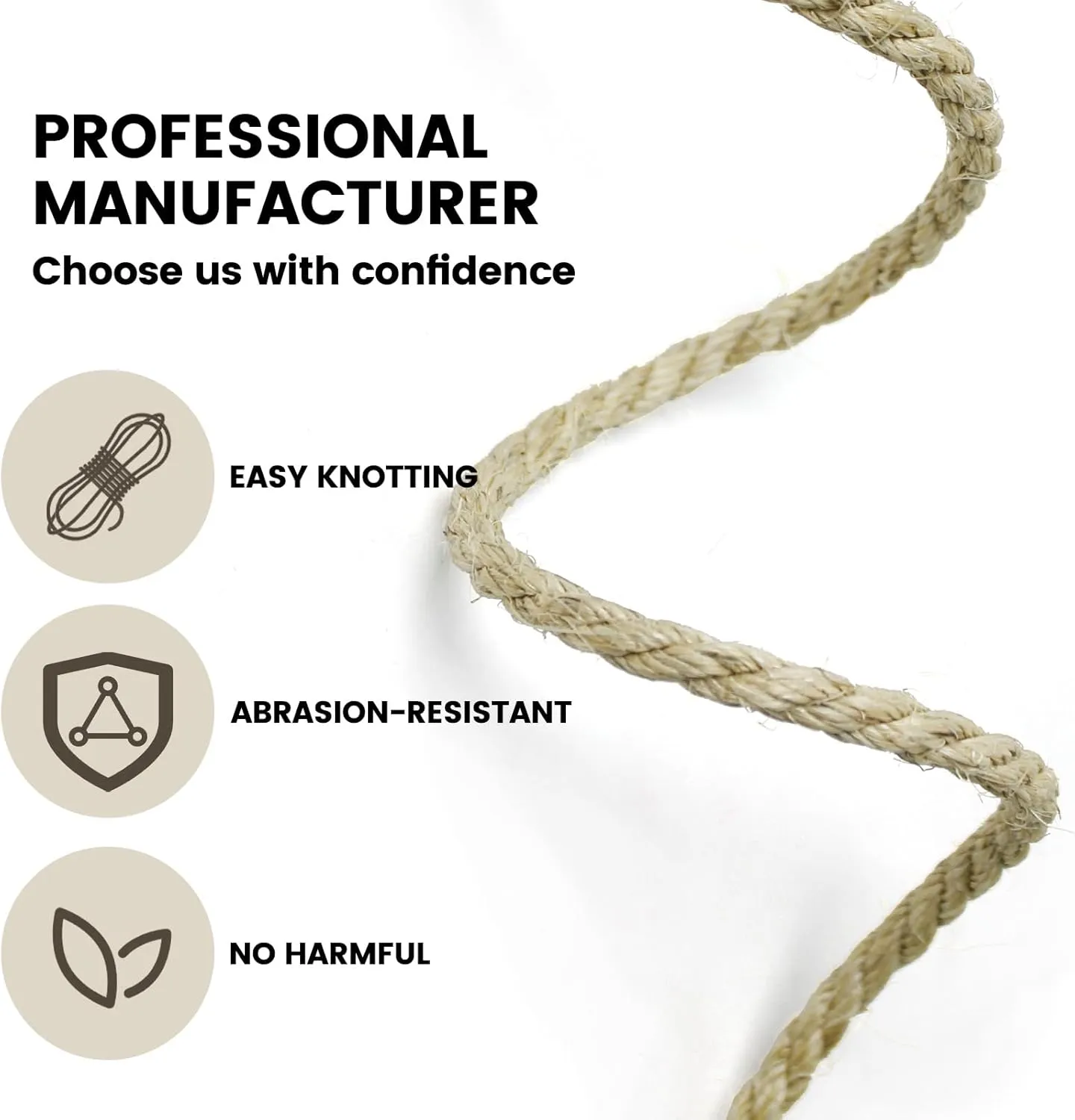 3/8 Inch Natural Sisal Rope 100FT for Cat Scratcher, Cat Scratching Post Tower Replacement, Recovering and DIY