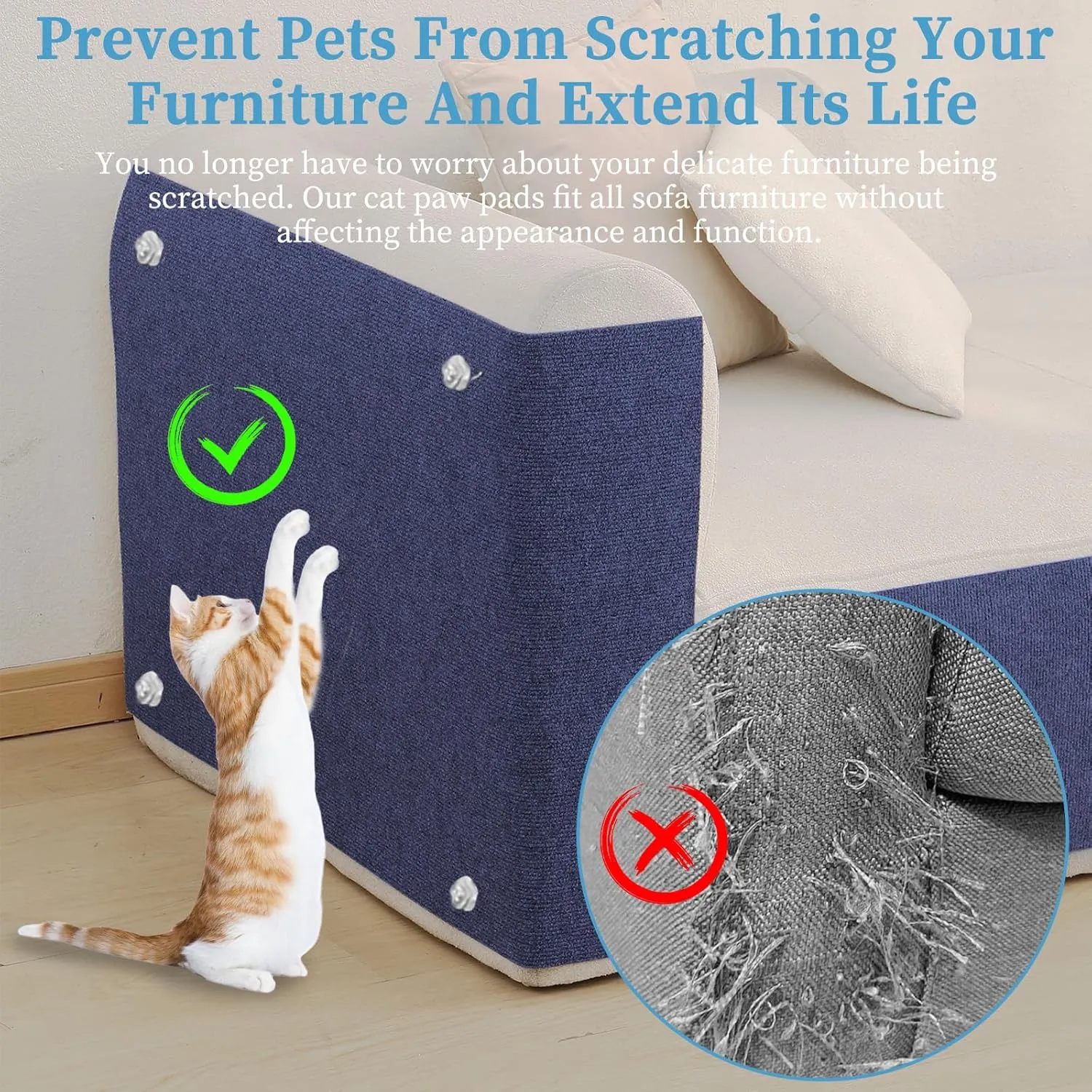 78.7"x15.8" Cat Scratching Mat - Trimmable Self Adhesive DIY Climbing Cat Scratcher Pad for Cat Tree Shelves and Post Cat Scratch Furniture Protector