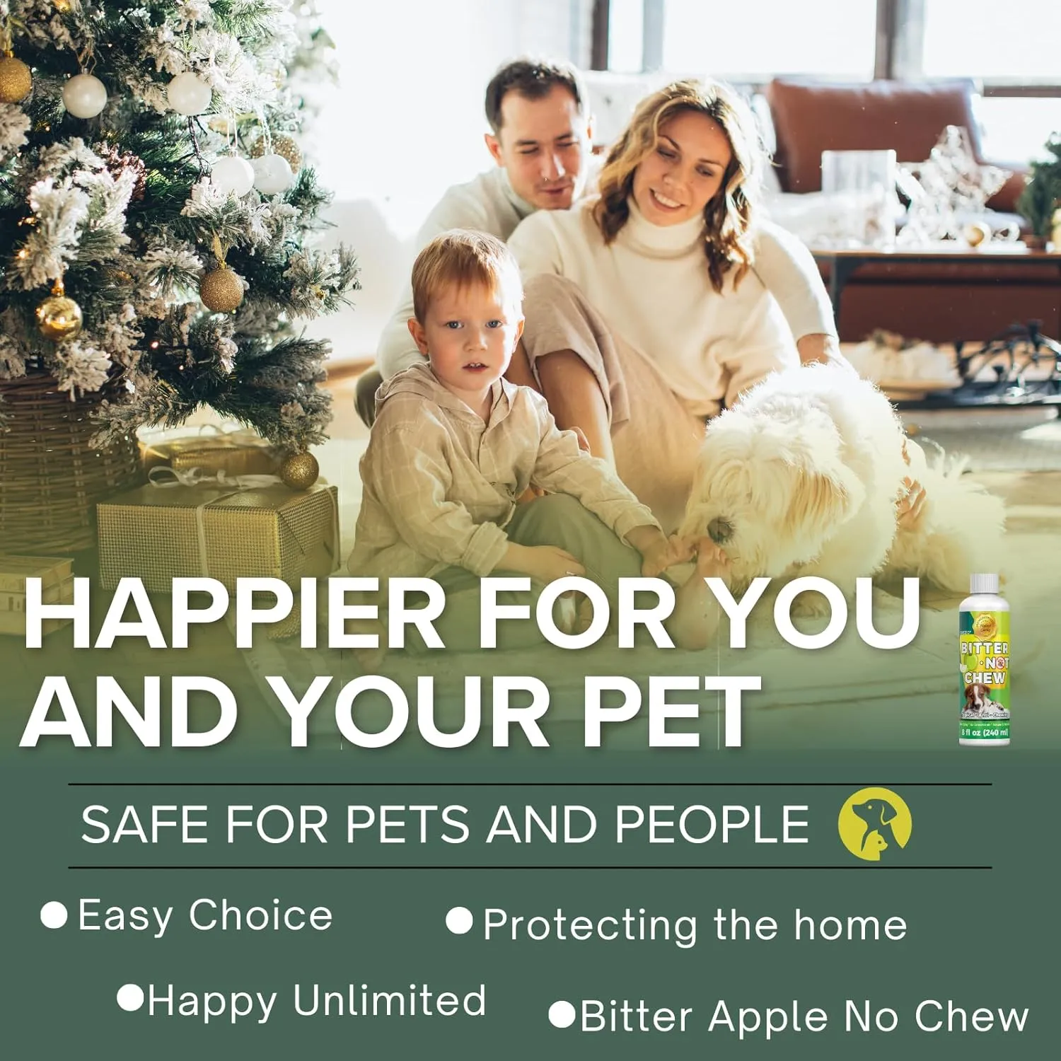 8 Oz Quality Bitter Apple Anti Chew Liquid, Indoor & Outdoor Natural Dogs No Chew & Lick, Dog & Cat Effectively Trained No Chew Bitter Apple