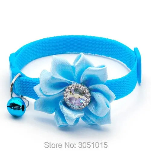 Adjustable Flower Dog Collar with Bell