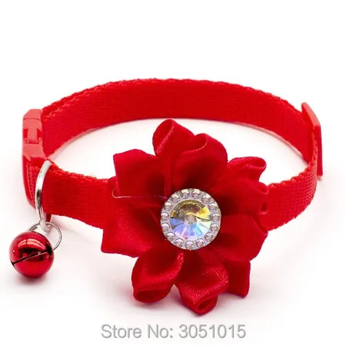 Adjustable Flower Dog Collar with Bell
