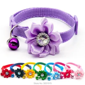Adjustable Flower Dog Collar with Bell