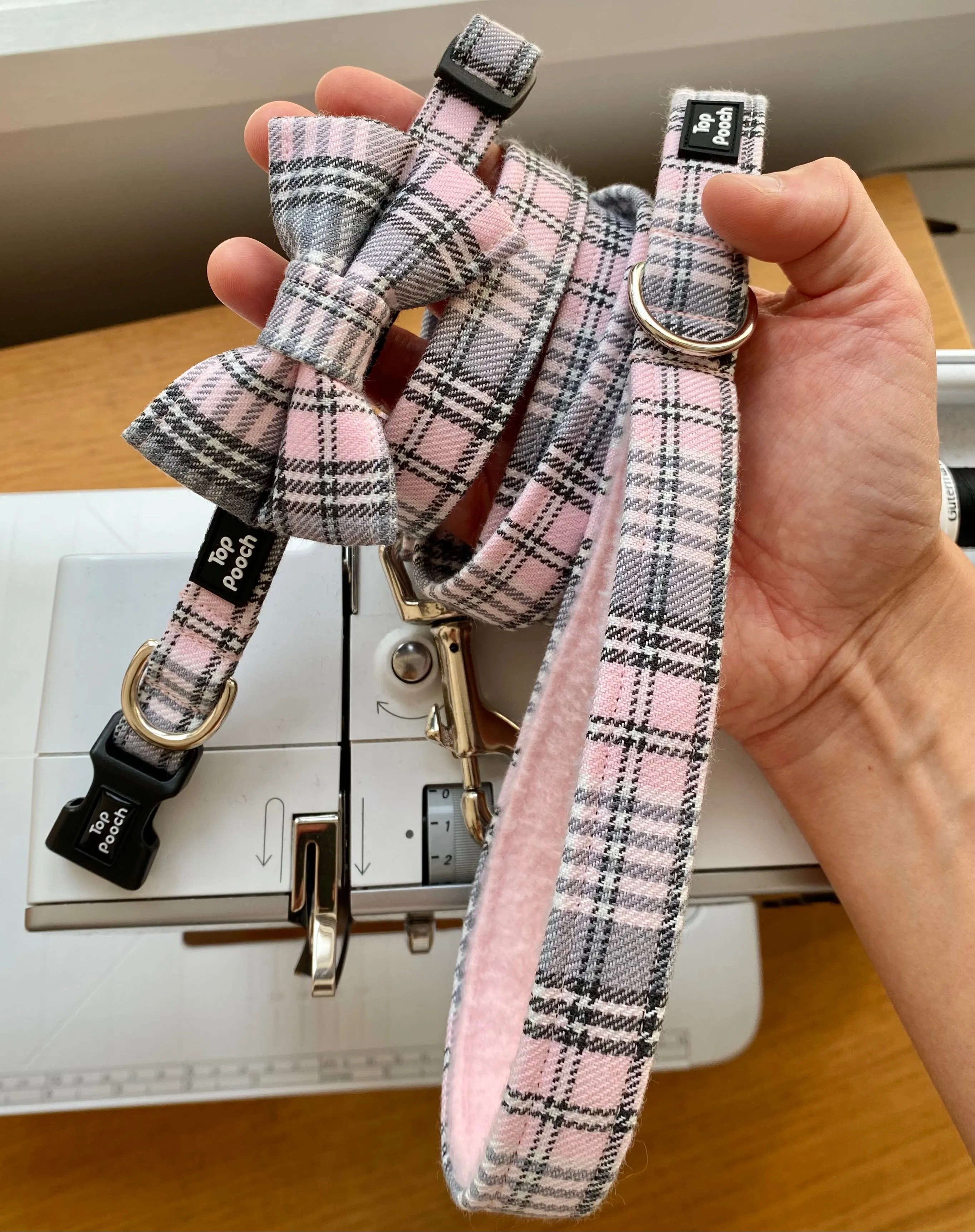 Baby Pink Tartan Dog Collar