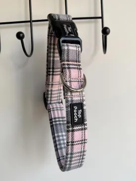 Baby Pink Tartan Dog Collar