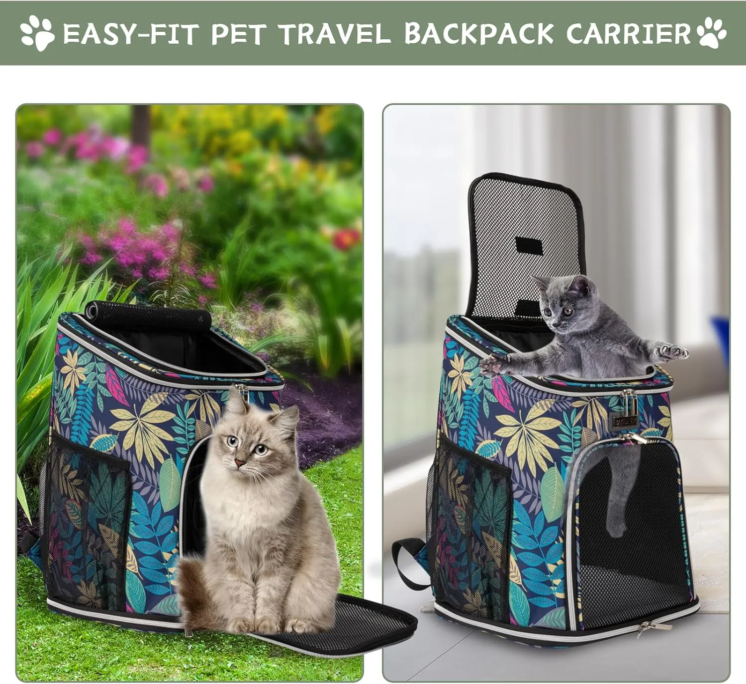 BAGLHER Cat Backpack Carrier, Mesh Pet Cat Carrier for Medium Small Dog Cat Puppy Kitten Bunny up to 18lbs, Dog Travel Backpack for Picnic Hiking Walking Cycling