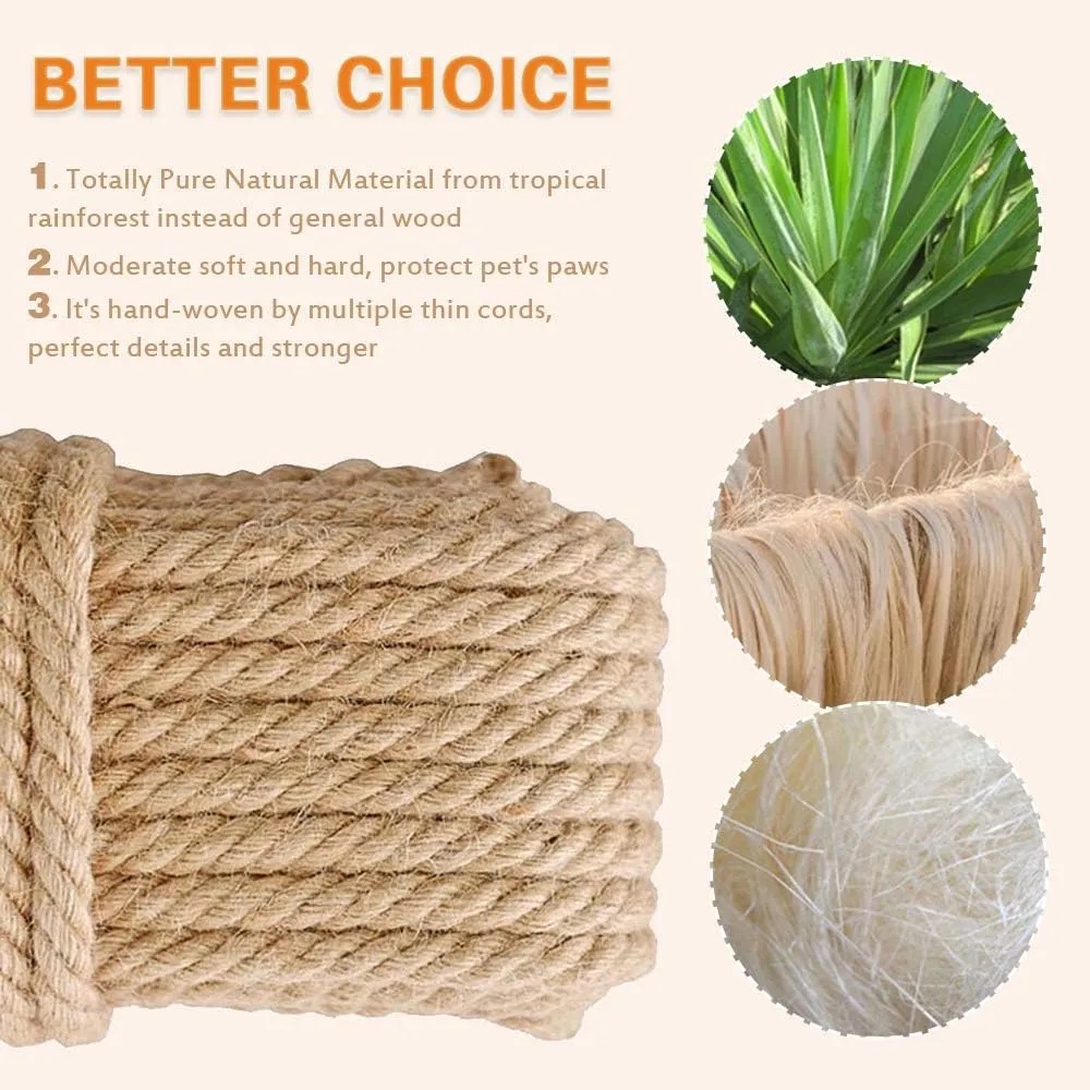 Barelove Cat Scratching Post Replacement, 4 Pieces Cat Scratcher Cat Tree Replacement Parts, 15.4'' x 2.67" Dia   7.87 x 2.67" DiaNatural Sisal Rope Cat Scratch Posts Include M8 Screws, Grey
