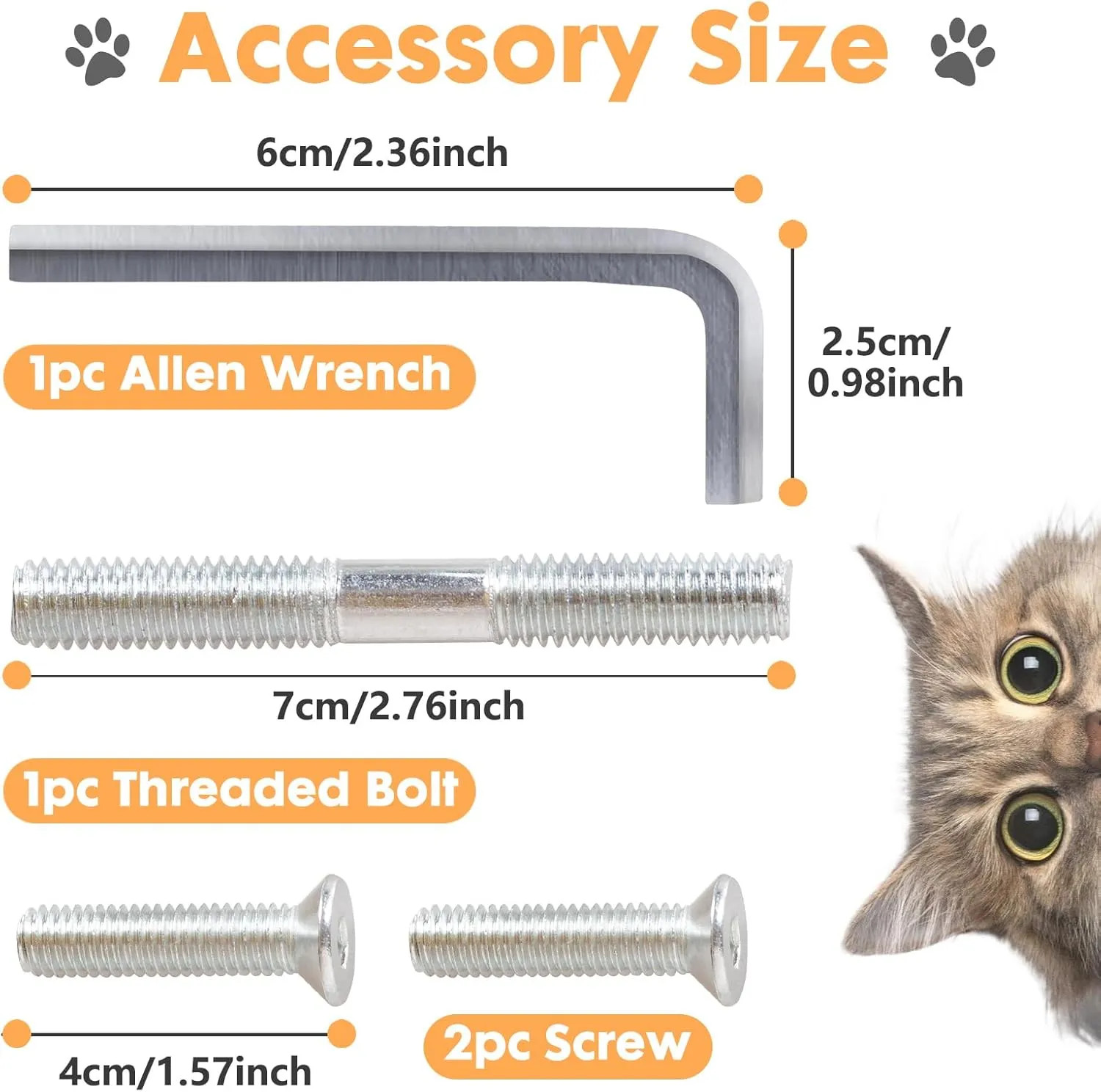 Barelove Cat Scratching Post Replacement, 4 Pieces Cat Scratcher Cat Tree Replacement Parts, 15.4'' x 2.67" Dia   7.87 x 2.67" DiaNatural Sisal Rope Cat Scratch Posts Include M8 Screws, Grey
