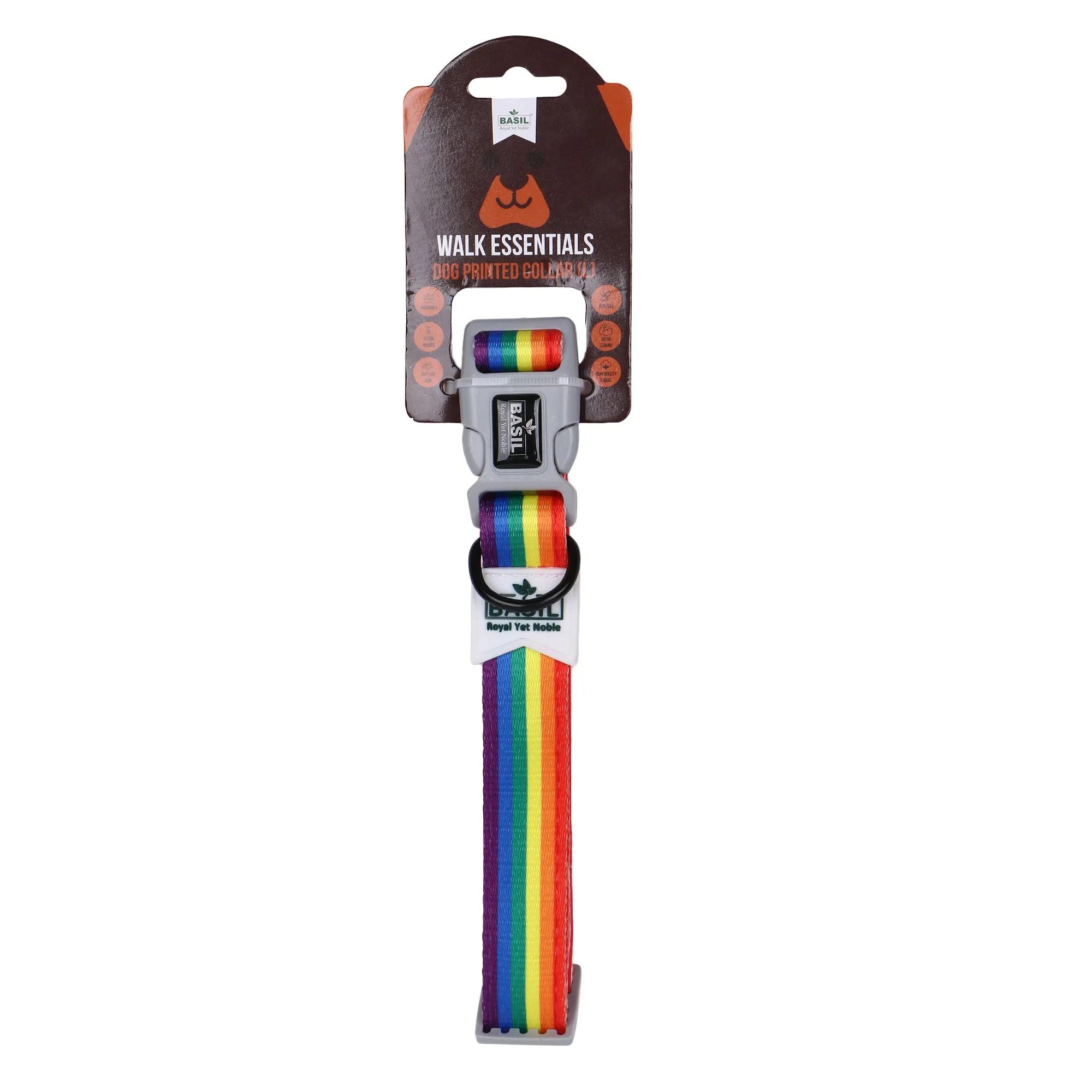 BASIL Pride Rainbow Padded Adjustable Collar for Dogs & Puppies