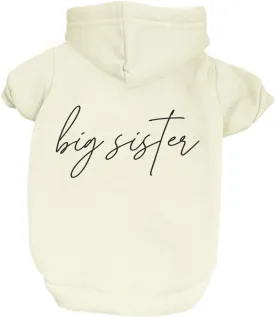 Big Sister Dog Hoodie Fleece Lined Pullover Sweatshirt with Leash Hole (Cream, 2X-Large 773)