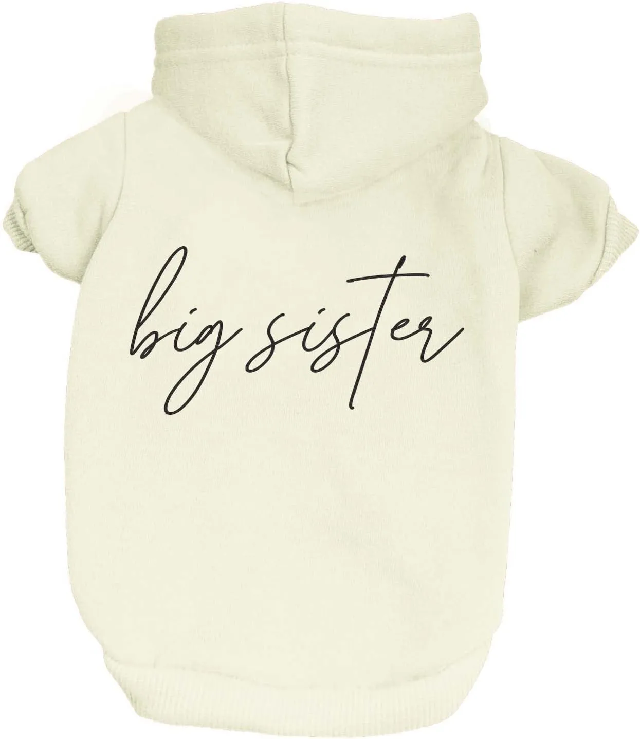 Big Sister Dog Hoodie Fleece Lined Pullover Sweatshirt with Leash Hole (Cream, 2X-Large 773)
