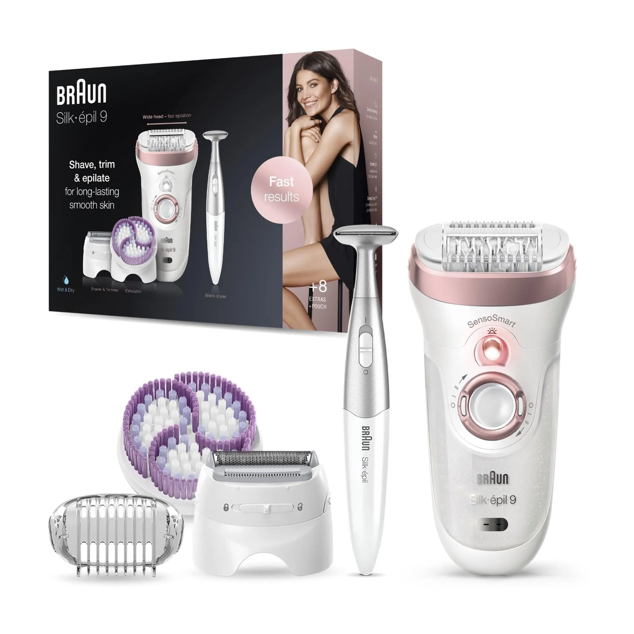 Braun 9/980 Silk-épil 9 SkinSpa SensoSmart™ Wet & Dry Epilator (White & Rose Gold)