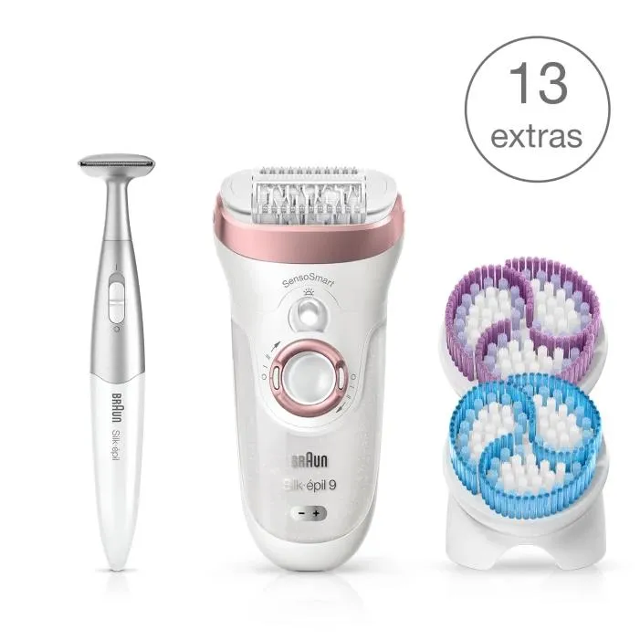 Braun 9/980 Silk-épil 9 SkinSpa SensoSmart™ Wet & Dry Epilator (White & Rose Gold)