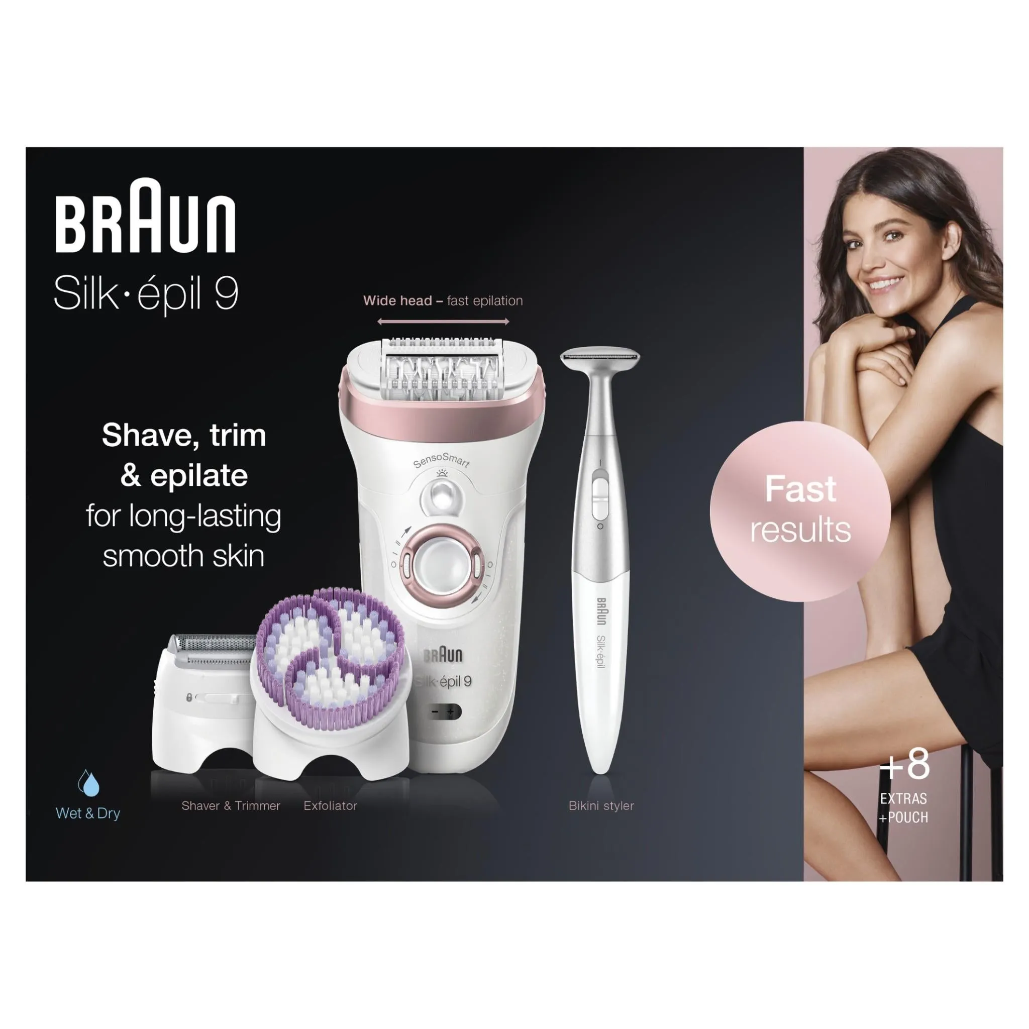 Braun 9/980 Silk-épil 9 SkinSpa SensoSmart™ Wet & Dry Epilator (White & Rose Gold)