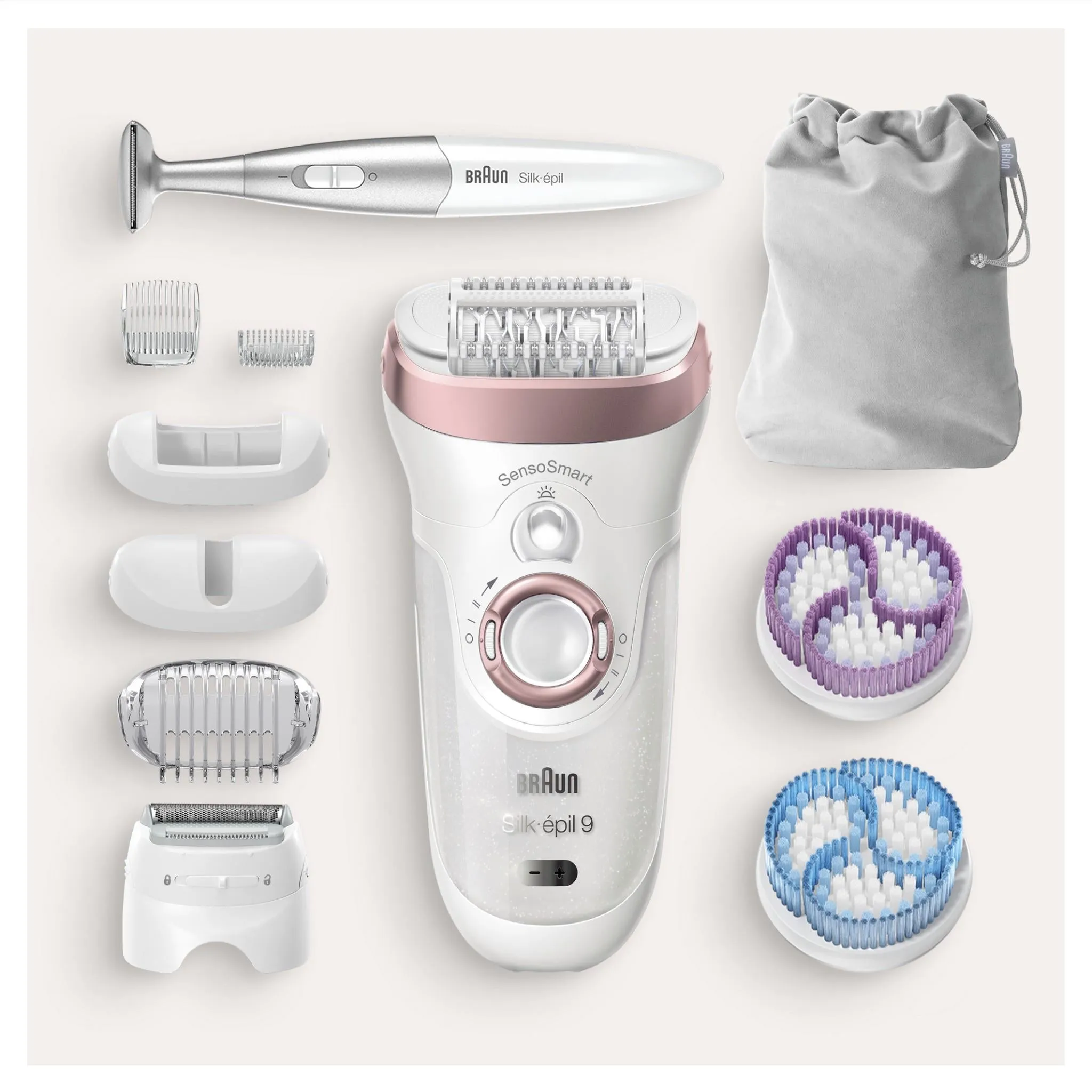 Braun 9/980 Silk-épil 9 SkinSpa SensoSmart™ Wet & Dry Epilator (White & Rose Gold)