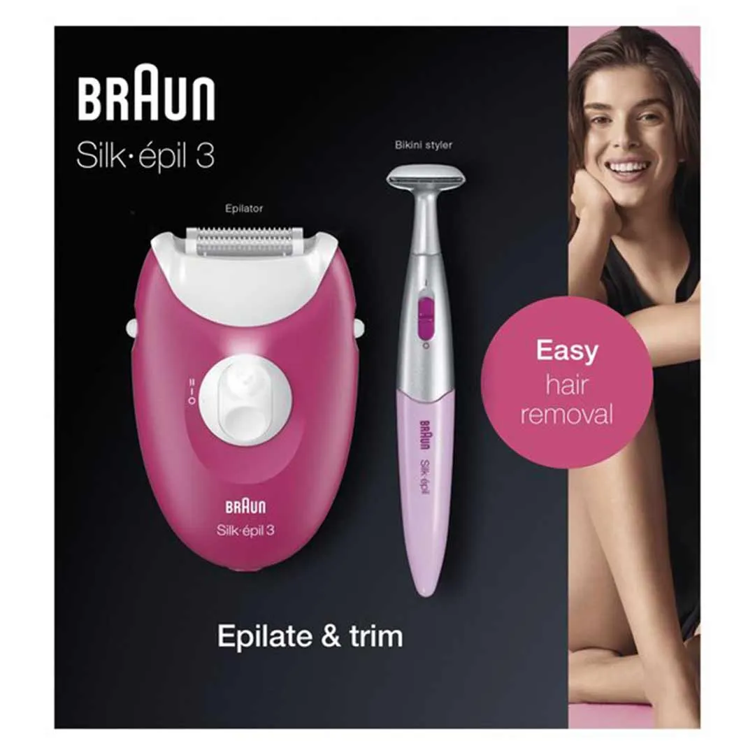 Braun Silk Epil 3420-Epilator Styler Pink