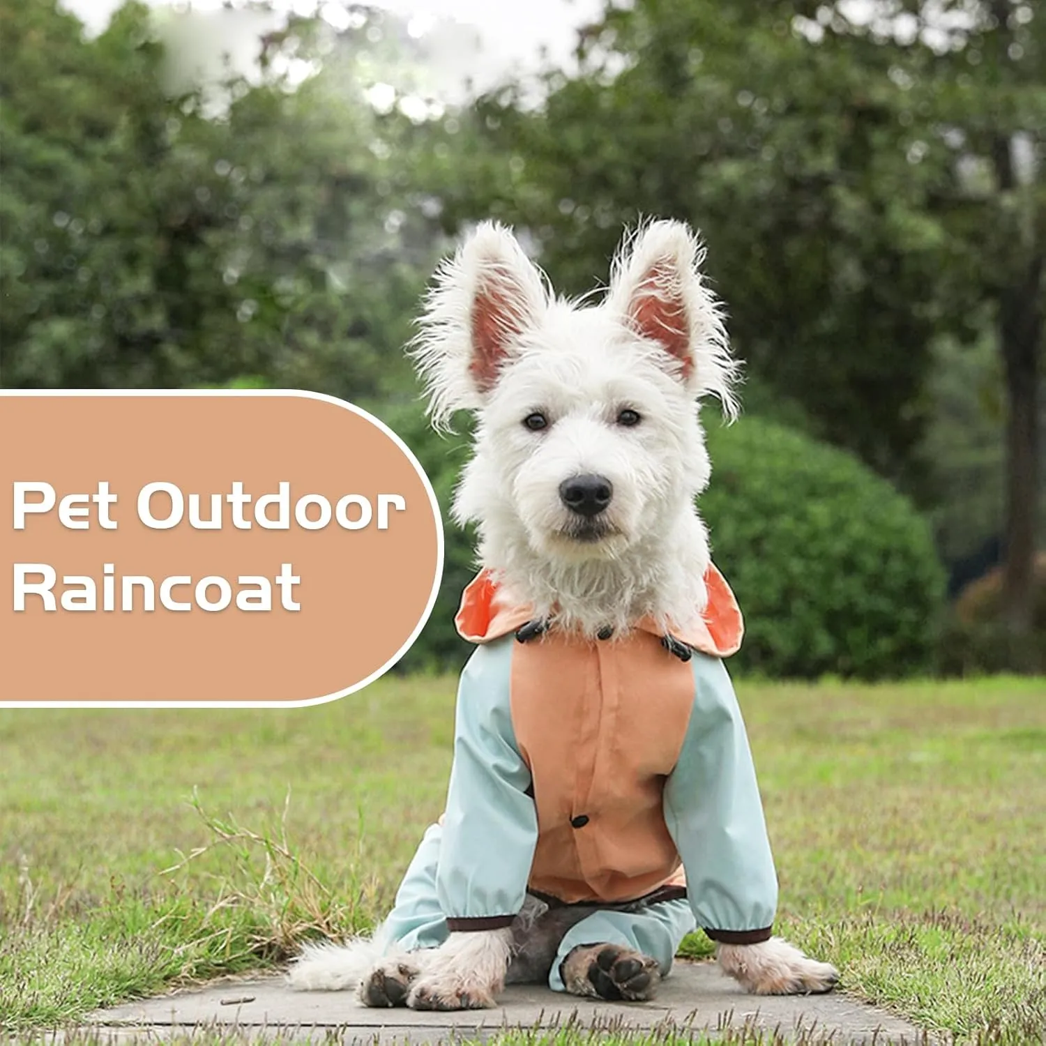 BRKURLEG Dog Raincoat for Small Dogs, 4 Legs Dog Rain Jacket, Pet Waterproof Rainproof Jacket with Leash Hole Reflective Pet Poncho for Small Dogs Boy Girl, Orange S