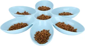 Cat Food Bowl, Bowls FoodGrade Flower Petals Shaped 6 Grids Pet Water Basic Feeding for and Dishes Multi Feeder Dog Puppy Kittens (Blue)