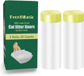 Cat Litter Box Liners - 20 Count Tear-Resistant Cat Litter Bags - Waterproof Kitty Litter Liners - Fits Litterbox Pan Sizes Medium, 31" x 17"