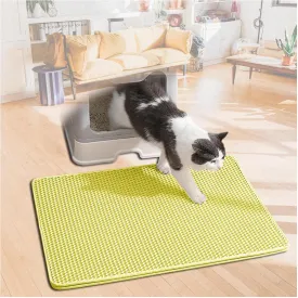 Cat Mats for Litter, Honeycomb Double Layer Easy Clean Cat Litter Trap Mat Less Waste,Soft On Paws,Non-Slip, Cat Litter Trap Mats,Yellow-M