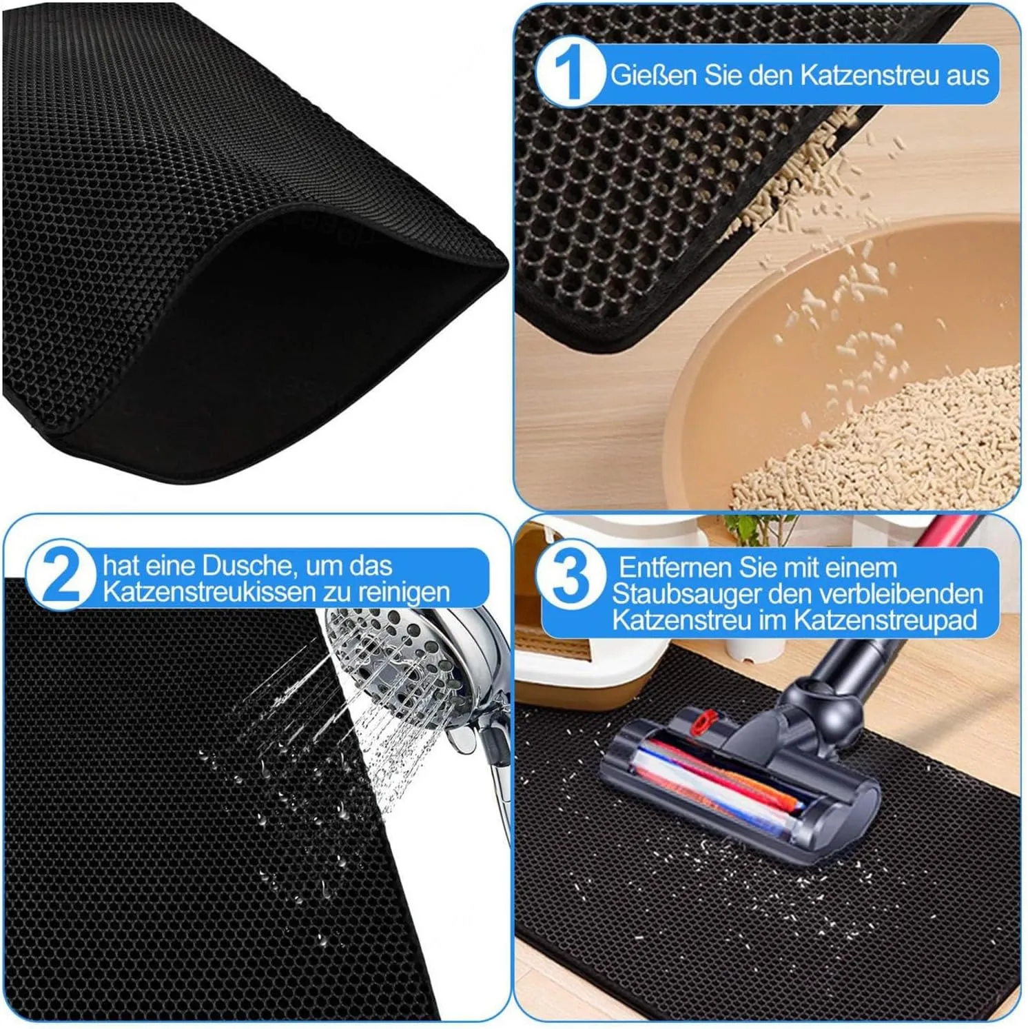 Cat Mats for Litter, Honeycomb Double Layer Easy Clean Cat Litter Trap Mat Less Waste,Soft On Paws,Non-Slip, Cat Litter Trap Mats,Yellow-M