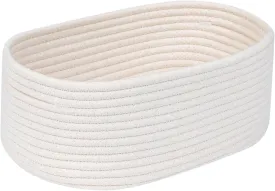 CubesLand Small White Woven Storage Basket - Handmade Cotton Rope Organizer for Minimalist Home, Wedding Decor, Pet Toys | Gift Ready Bin for Shelves, Closet, Office Desk