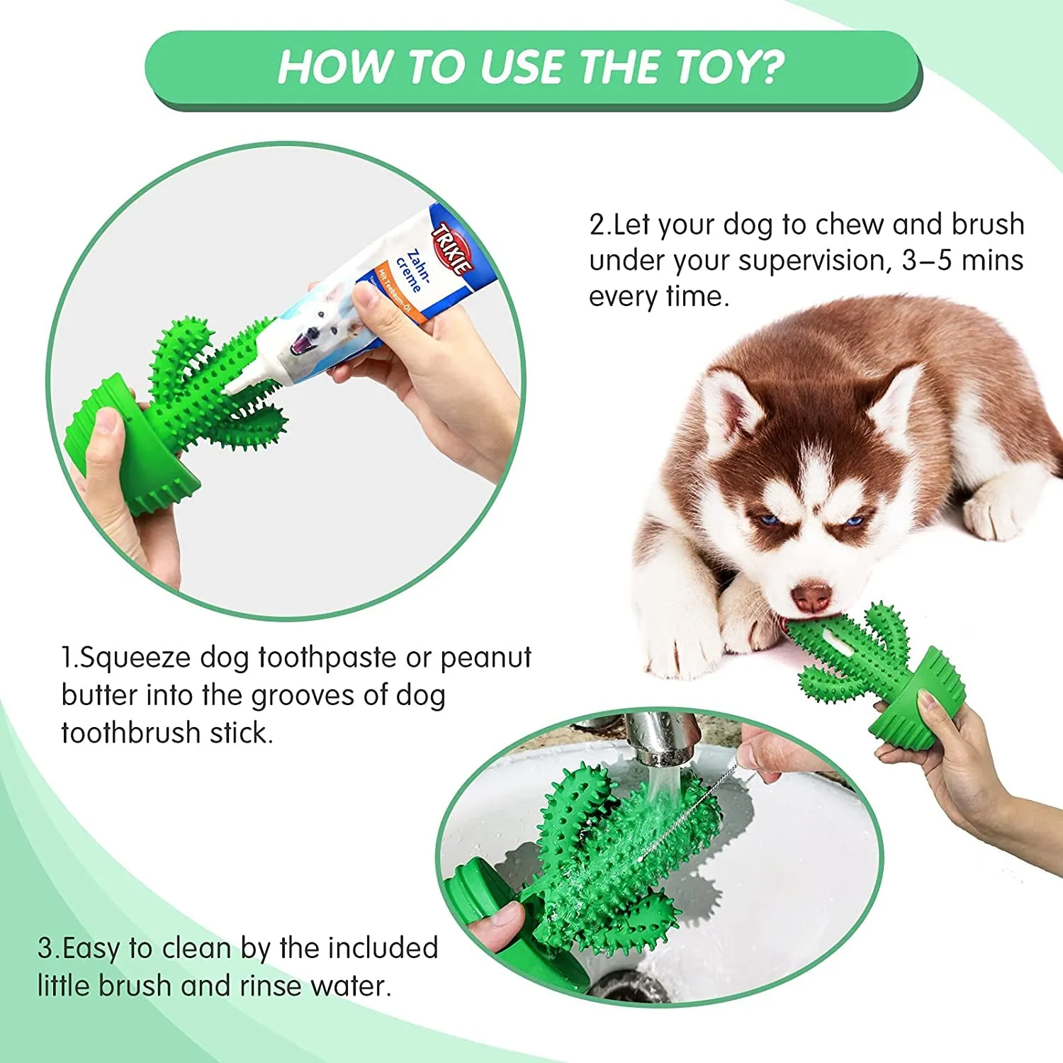 Dog Chew Toy & Toothbrush – Tough, Squeaky, & Interactive for Medium & Large Dogs