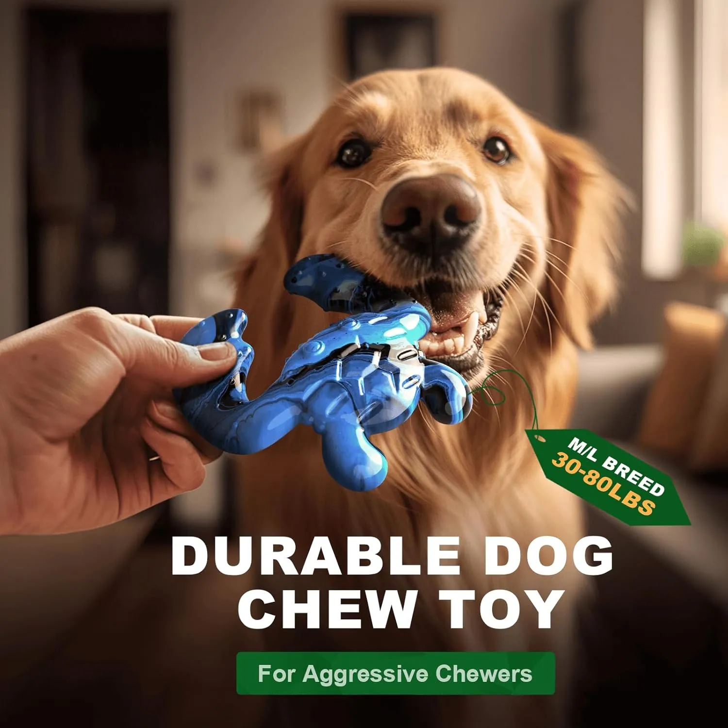 Dog Chew Toy for Aggressive Chewers  Tough Nylon Bone with Bacon Flavor for Pitbulls & Large Dogs, Indoor Play for Teeth Cleaning & Anxiety Relief