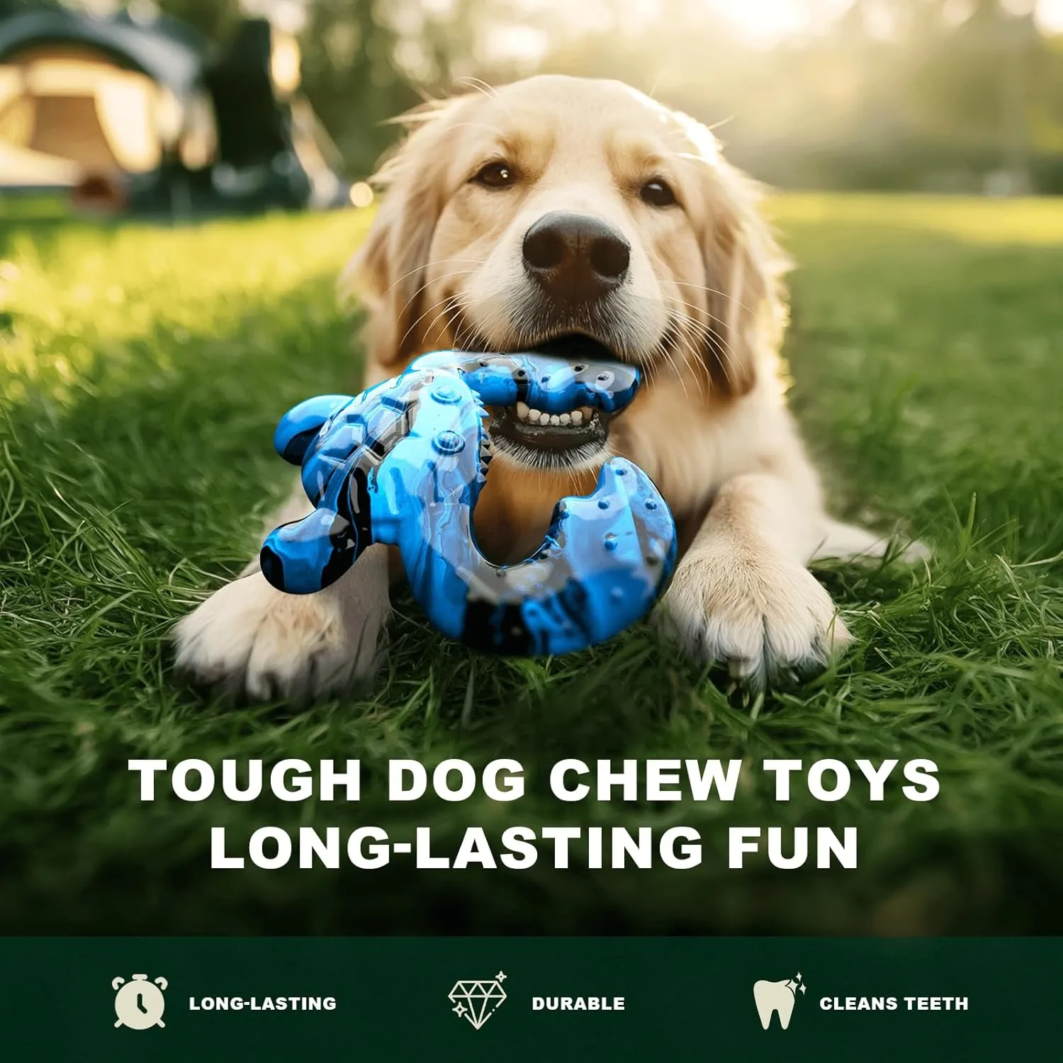 Dog Chew Toy for Aggressive Chewers  Tough Nylon Bone with Bacon Flavor for Pitbulls & Large Dogs, Indoor Play for Teeth Cleaning & Anxiety Relief