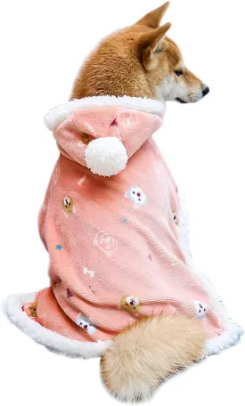 Dog Clothes Fleece Winter Coat Warm Soft Dog Vest for Cold Weather,Flannel Blanket Throw Multi-use Pet Apparel for Small Medium Dogs & Cats (S Pink)