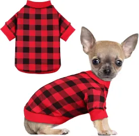 Dog Fleece Sweater for Small Dogs Buffalo Plaid Dog Clothes Soft Thickening Warm Small Dog Sweater Puppy Clothes for Small Dogs Girl & Boy(XS)
