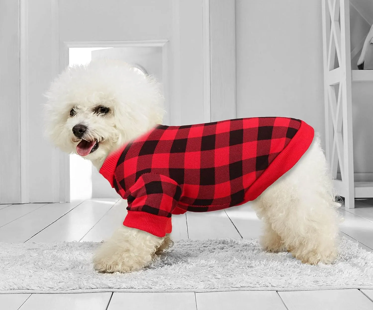 Dog Fleece Sweater for Small Dogs Buffalo Plaid Dog Clothes Soft Thickening Warm Small Dog Sweater Puppy Clothes for Small Dogs Girl & Boy(XS)