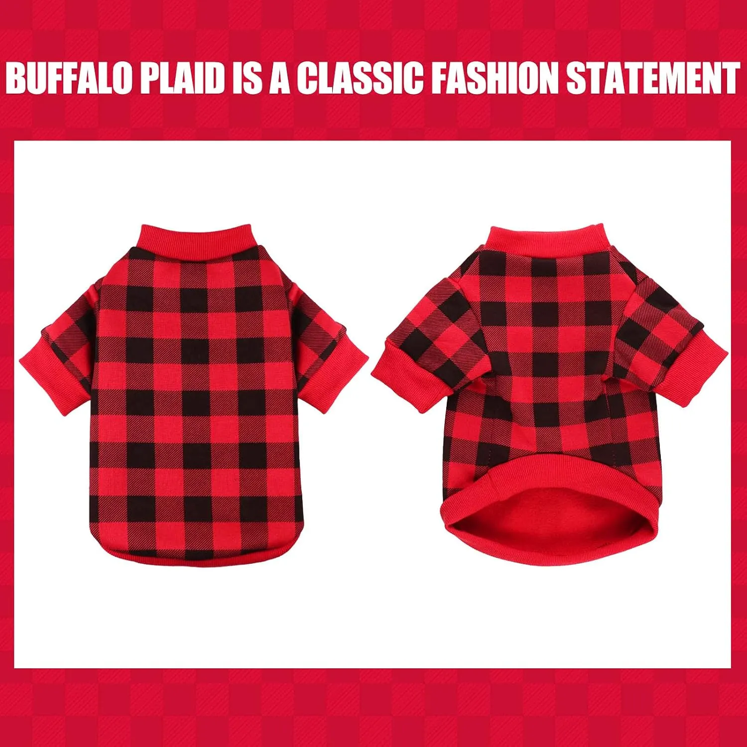 Dog Fleece Sweater for Small Dogs Buffalo Plaid Dog Clothes Soft Thickening Warm Small Dog Sweater Puppy Clothes for Small Dogs Girl & Boy(XS)