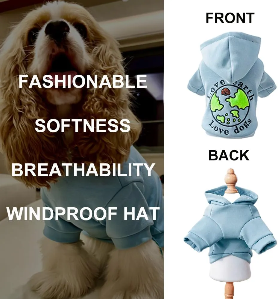 Dog Hoodie Soft Warm Sweater Winter Hooded Clothes Plaid Shirts- Puppy Sweatshirts for Small Medium Large Dogs & Cats(Large)