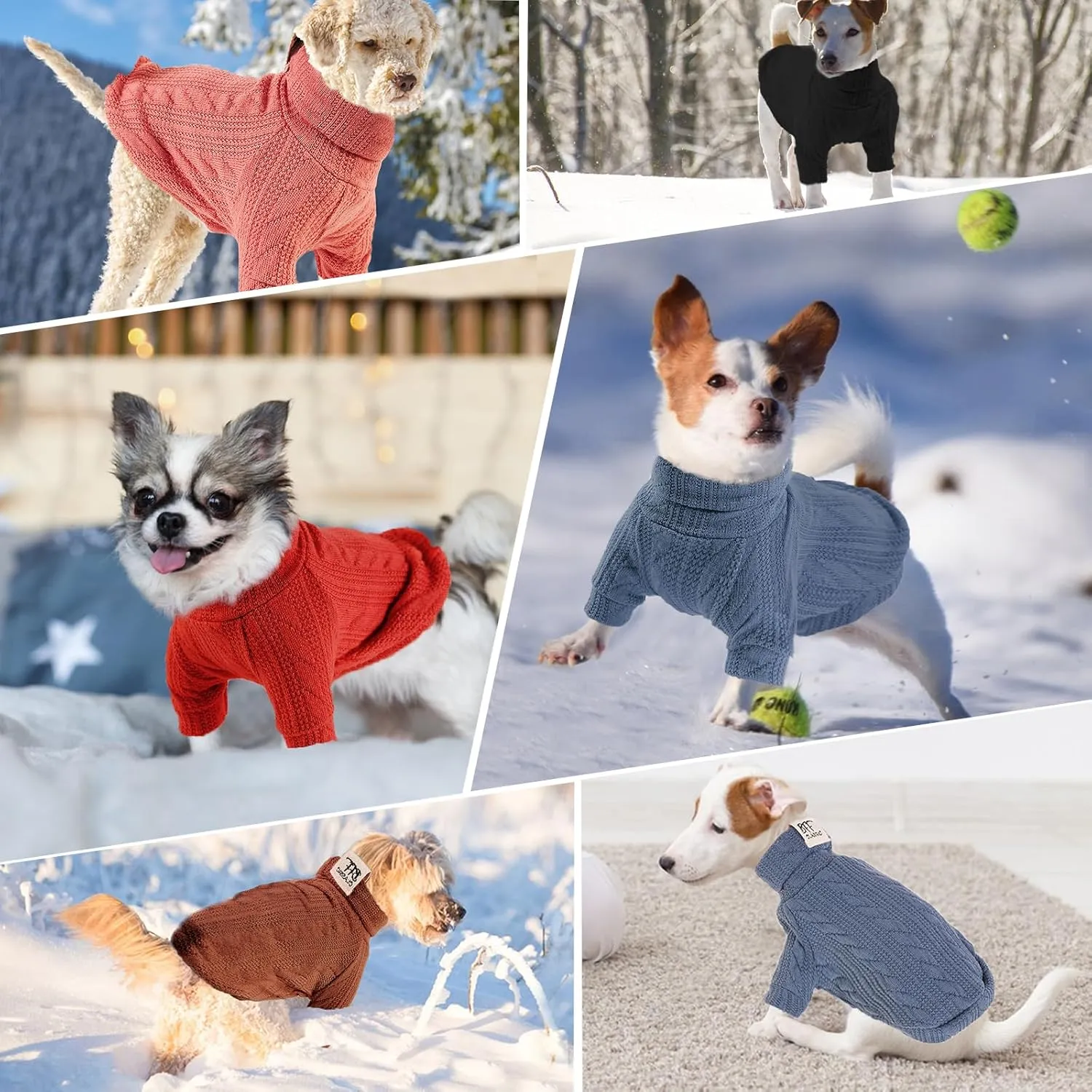 Dog Sweater, Fashion Warm Cat Jumper, Winter Knitted Pullover Soft Turtleneck Clothes Vest - Soft Pet Winter Supplies for Puppy, Small, Medium, Large Dogs (Pink, L)