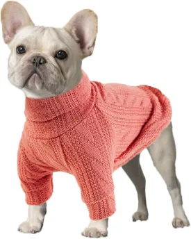 Dog Sweater, Fashion Warm Cat Jumper, Winter Knitted Pullover Soft Turtleneck Clothes Vest - Soft Pet Winter Supplies for Puppy, Small, Medium, Large Dogs (Pink, L)