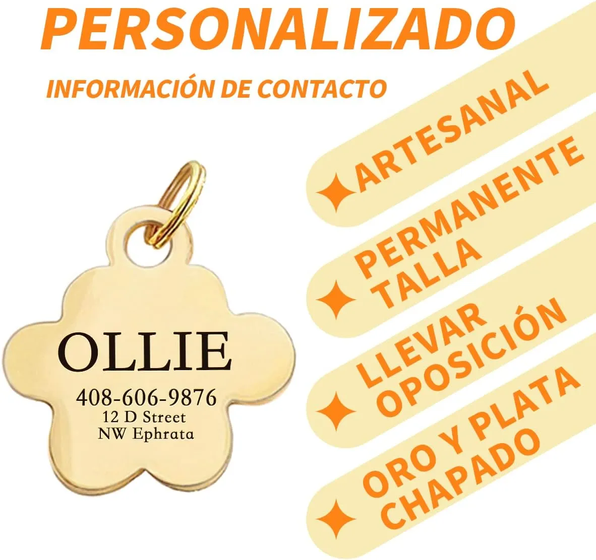 Dogs ID Tags Personalized Double Sided Deep Engraved Cat & Dog Collar Charm Paw Balloon Shape Brass