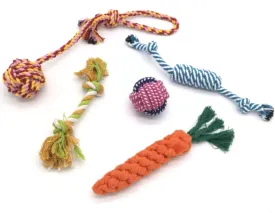 Durable Dog & Cat Chew Toys Set - 5 Pack Interactive Rope Toys & Tough Chew Ball for Aggressive Chewers, Teething Puppies & All Breeds - Safe, Non-Toxic, Teeth Cleaning, Indoor & Outdoor Play
