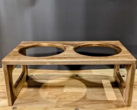 Elevated Dog Bowl Stand, Wooden Double Pet Feeder with 2 Bowl Holes, Raised Pet Dining Station for Small & Medium Dogs, 20L x 12W x 8H inches