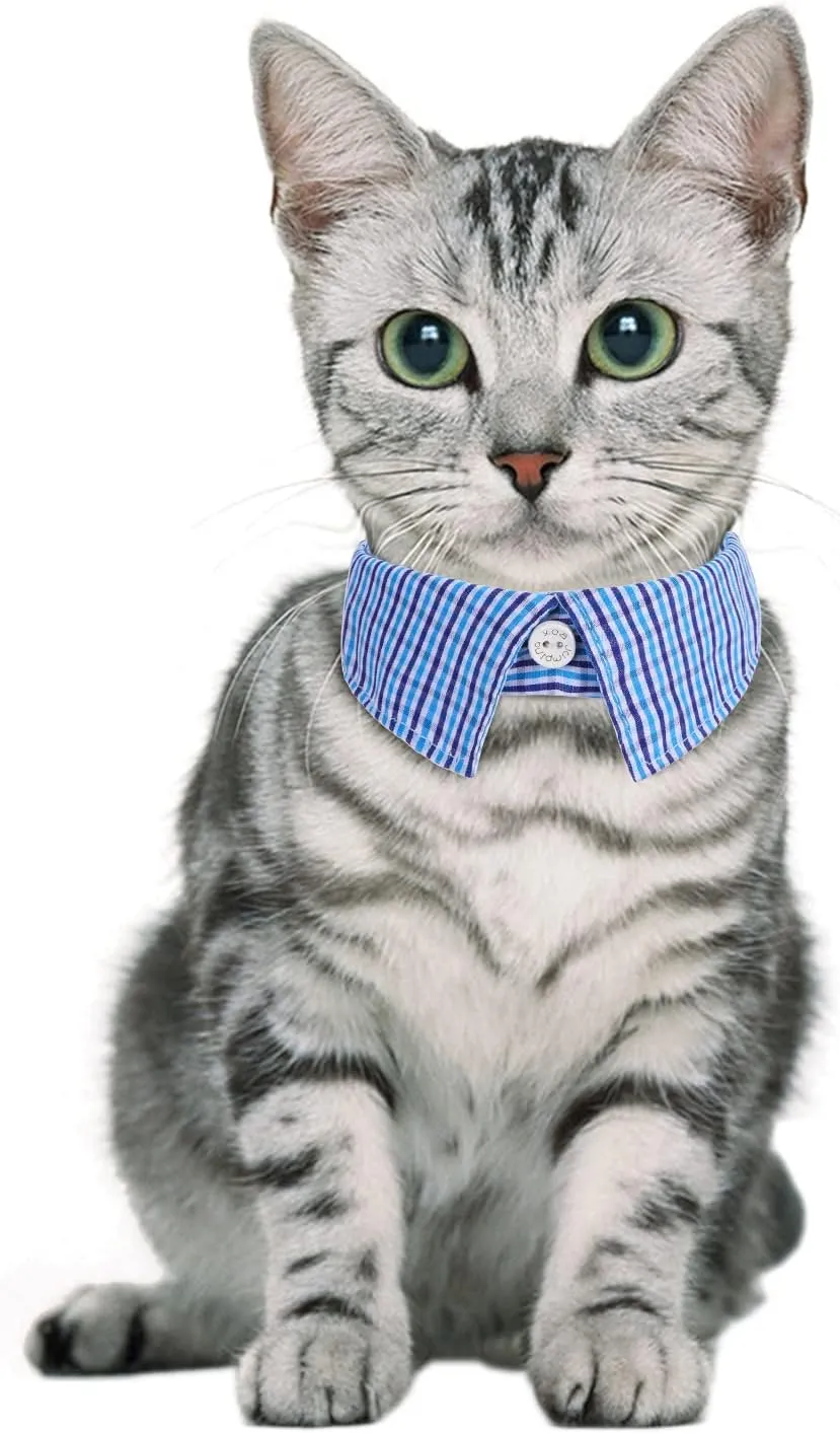 Faleela 2 Pack/Set Cat Collar with Cute Bow Tie and Bell,Breakaway Plaid Shirt Collar for Kitty Adjustable Safety
