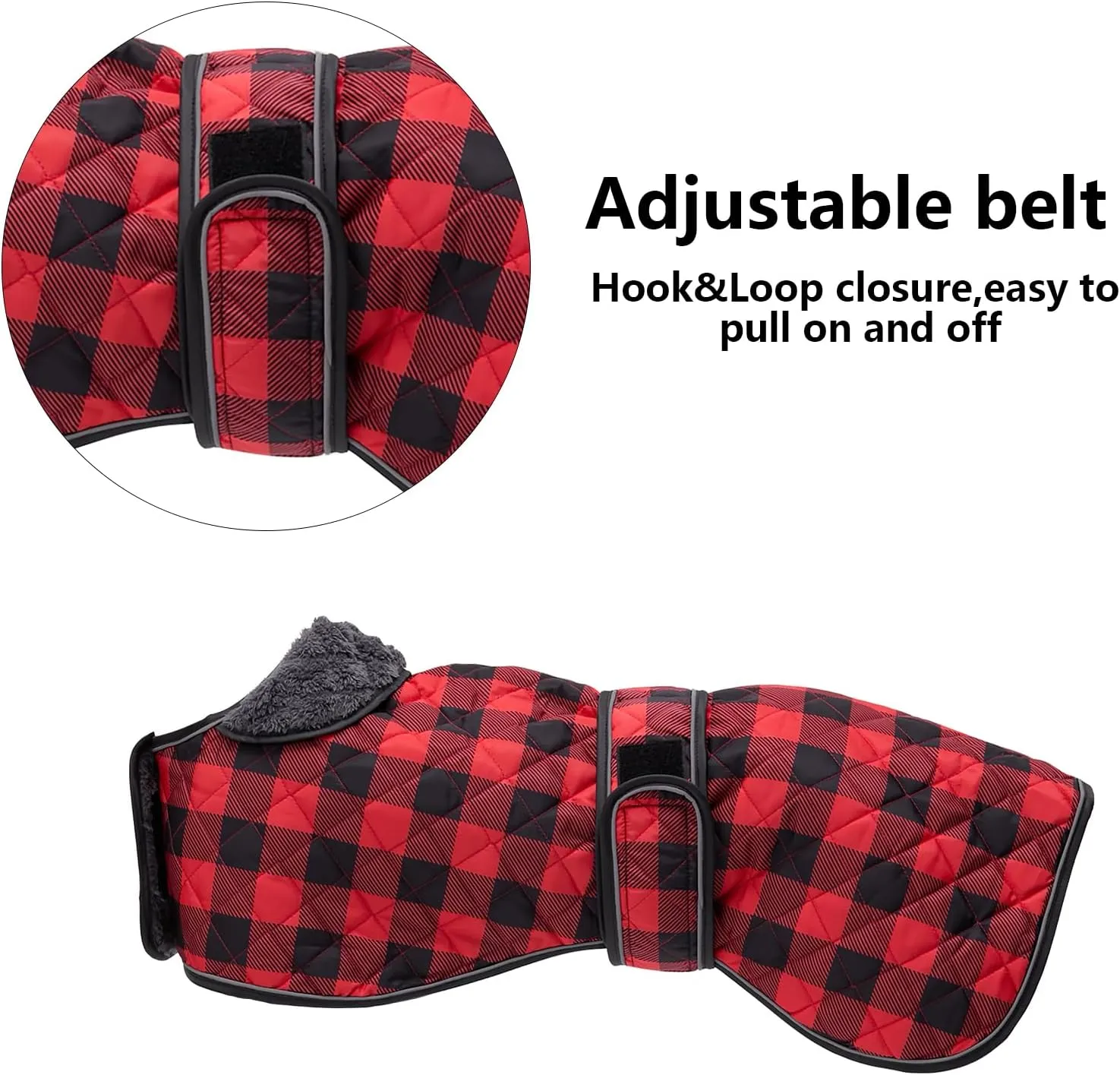 Geyecete Waterproof Greyhound Whippet Lurcher Dog Coat-with Warm Fleecy Lining Inside Outdoor Dog Apparel with Adjustable Bands for Medium, Large Dog-Red-XS