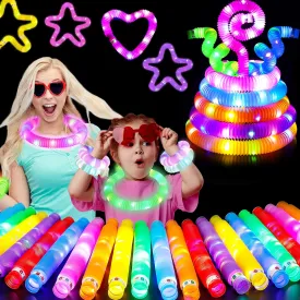 Glow Sticks Bulk Party Pack, 25 PCS-LED Pop Tubes Glow in the Dark Party Supplies Pack, 4th of July Party Favors,Neon Decorations for Birthday Wedding Dancing Camping and Travel (12 Colors)