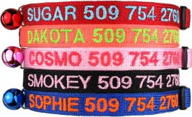GoTags Personalized Cat Collars with Breakaway Safety Release Buckle, Custom Embroidered Cat Collar with Pet Name and Phone Number, Adjustable Nylon ID Collar with Bell for Cat or Kitten (Pack of 1)