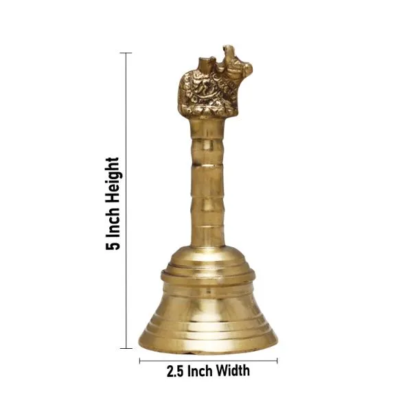 Hand Bell  - 5 Inches | Puja Bell/ Brass Bell/ Nandi Handle Ghanti for Home