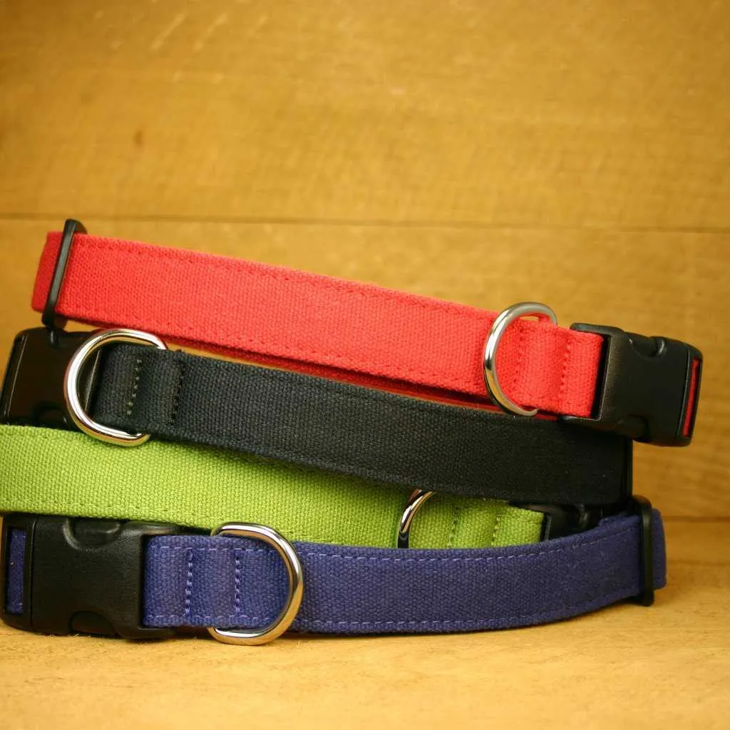 Hemp Dog Collar Basic Canvas Black