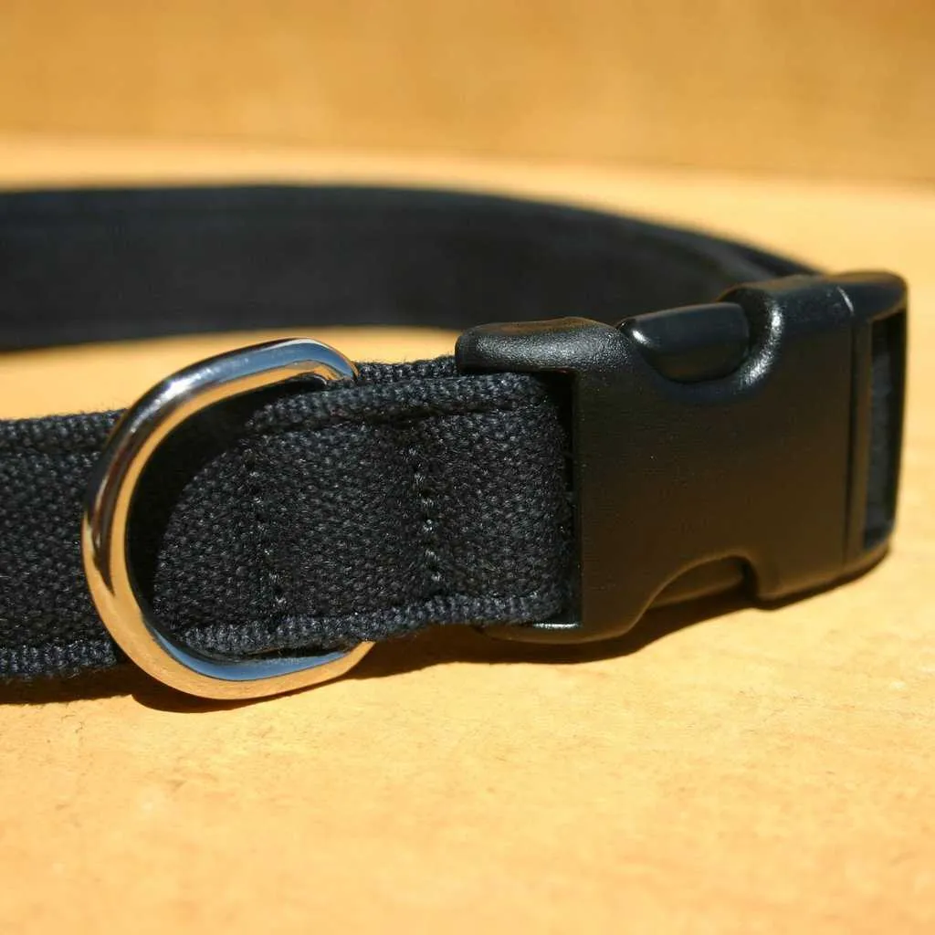 Hemp Dog Collar Basic Canvas Black