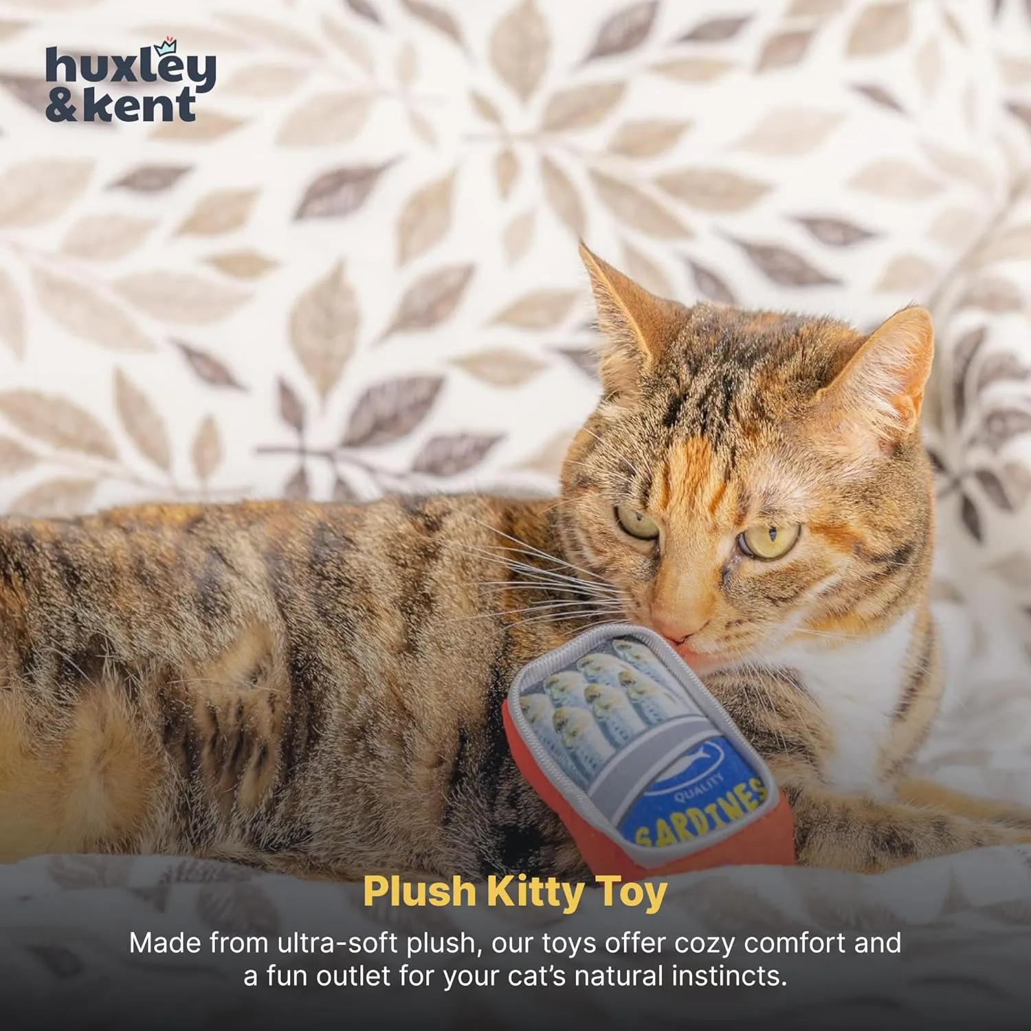 Huxley & Kent Plush Cat Toy - Sardine Tin - Snack Attack Strong Catnip Filled - Plush Interactive Kitten and Cat Toy with Catnip and Crinkle - Kittybelles