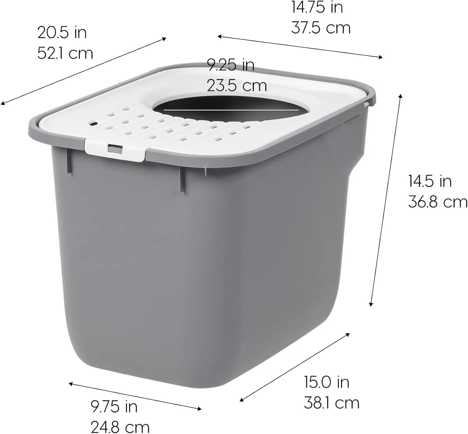 IRIS USA Cat Litter Box, Large Cat Box Enclosure, Top Entry with Litter Catching Lid, Enclosed, Gray/White